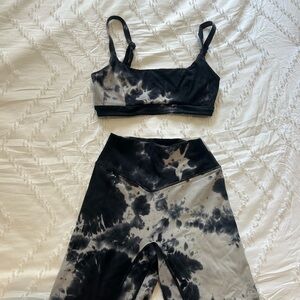 Vitality tie dye sports bra and biker shorts XS